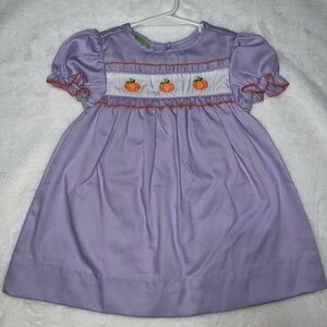 Purple Pumpkin Embroidered Kids Casual Dress